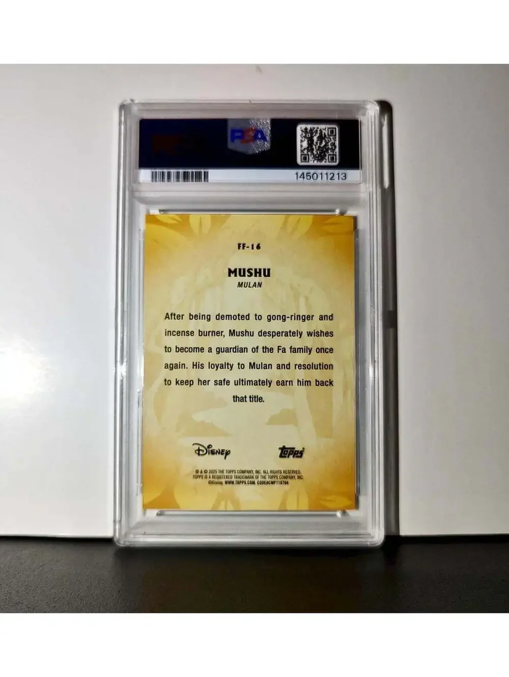 Mushu 2025 Topps Disney #FF-16 Furry Friends Card Mulan PSA 8